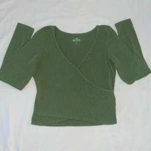 Hollister Green Long sleeve crop top